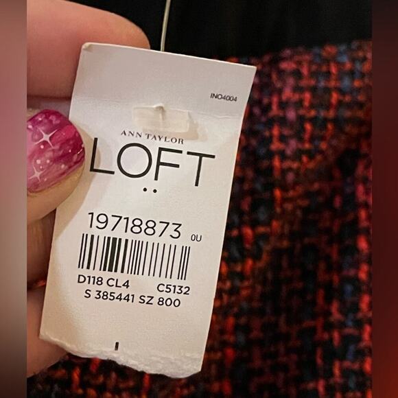 Loft Red & Navy Tween Mini Skirt, Faux Pockets - NWT - L - Picture 5 of 7